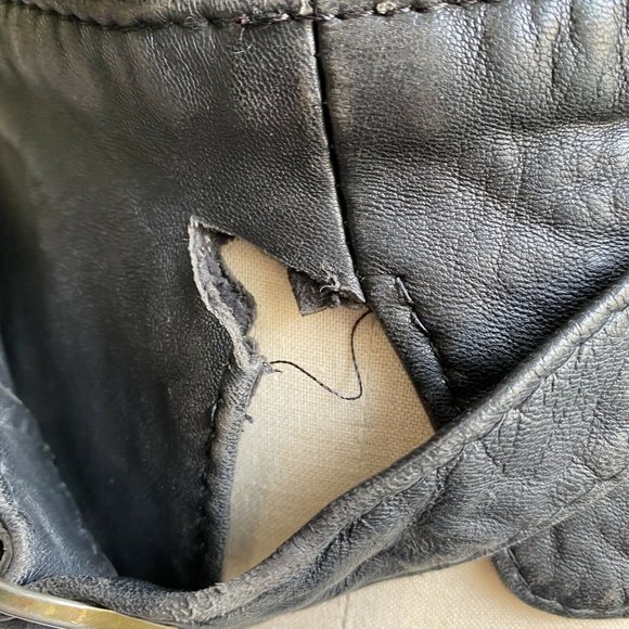 Vintage Oversized Leather Bomber Jacket Black - Picture 11 of 12